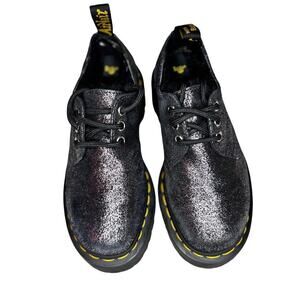 Dr. Martens Women's Size 5- 5.5. Fur- Lined Metallic Black Leather Platform Shoe